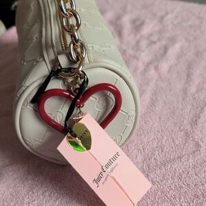 Juicy Couture Ivory Barrel Bag with Red Heart Charm